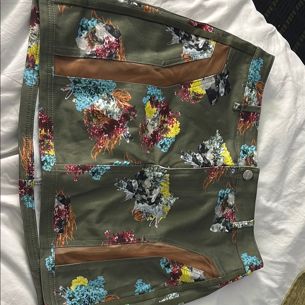 Adidas Green Floral Mini Skirt